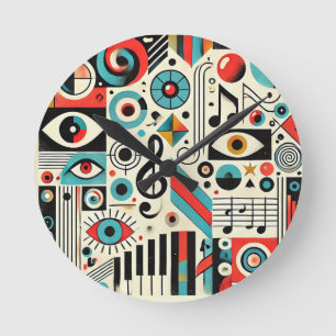 Horloge Ronde Éléments musicaux et artistiques