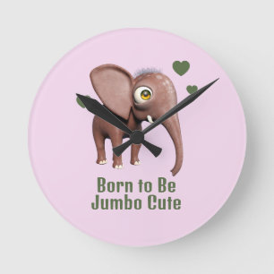 Horloge Ronde Éléphant de bébé mignon personnalisé né pour être 