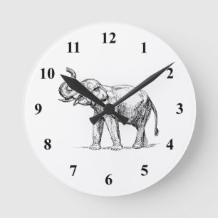 Horloge Ronde Eléphant indien