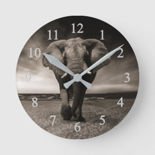 Horloge Ronde Eléphant Sur La Plage