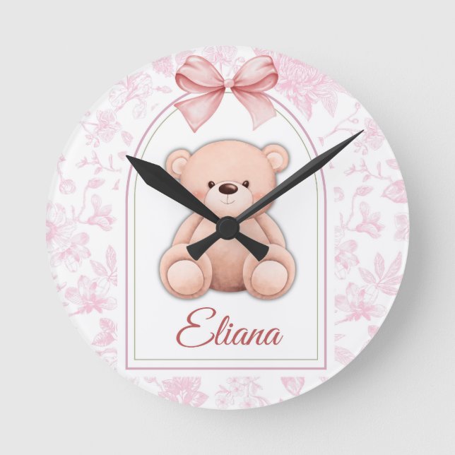 Horloge Ronde Eliana | Conception personnalisée d'ours en peluch (Recto)