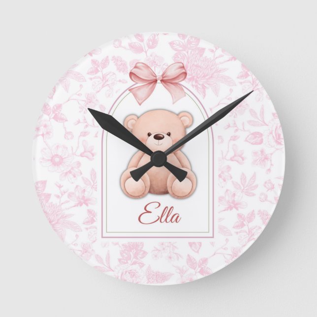 Horloge Ronde Ella | Conception personnalisée d'ours en peluche  (Recto)