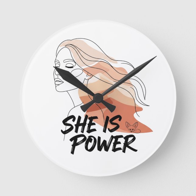 Horloge Ronde Elle Est Puissance - Tons Désert (Recto)