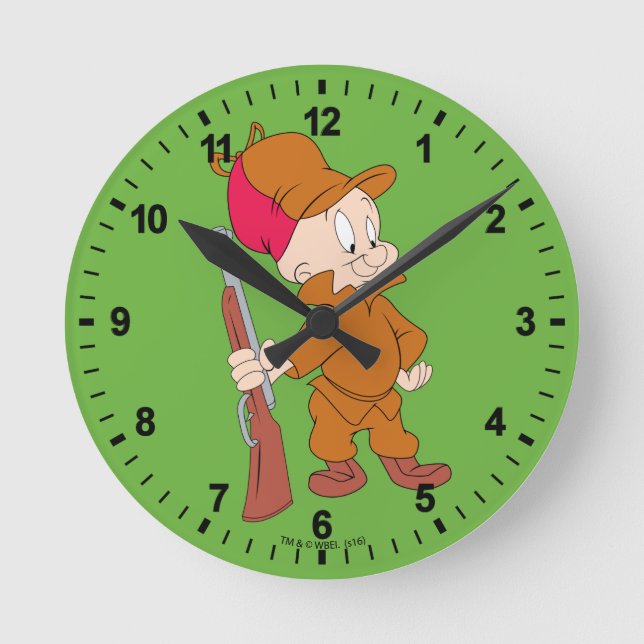Horloge Ronde ELMER FUDD™ | Avec Un Arme À Arme (Recto)