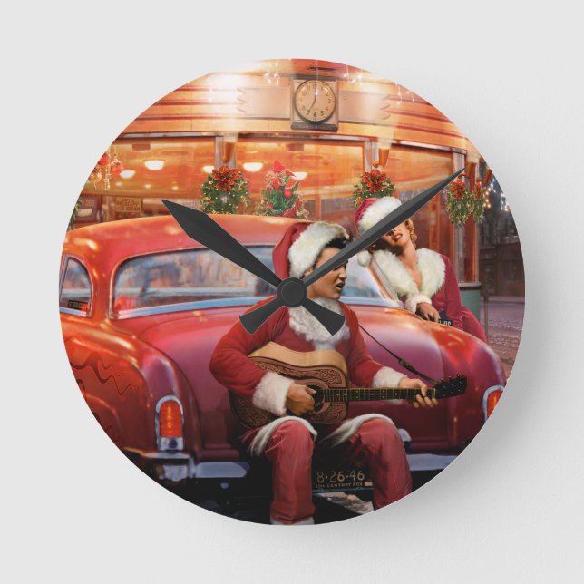 Horloge Ronde Elvis et Marilyn Christmas (Recto)