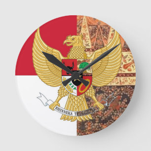 Horloge Ronde Emblem of Indonesia - Garuda Pancasila Batik Flag