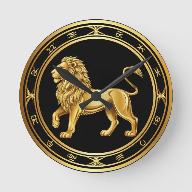 Horloge Ronde Emblème du zodiaque Lion (Recto)