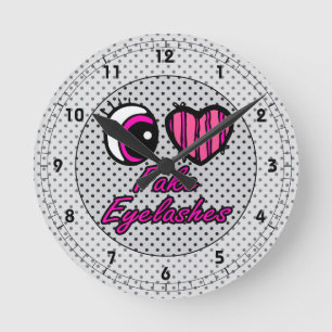 Horloge Ronde Emo Coeur des yeux J'aime faux cils