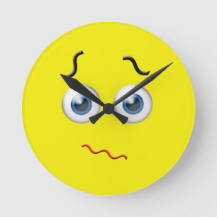 Horloge Ronde Emoji confuse