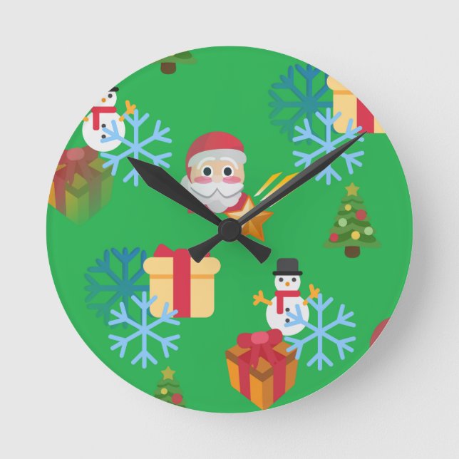 Horloge Ronde emoji de Noël vert (Recto)
