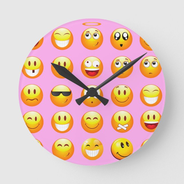 Horloge Ronde émoji rose pastel (Recto)