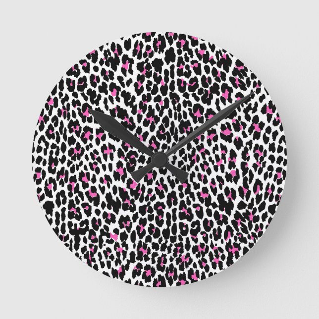 Horloge Ronde empreinte de léopard rose (Recto)