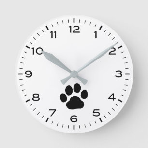 Horloge Ronde Empreinte de patte de chien avec heures et minutes
