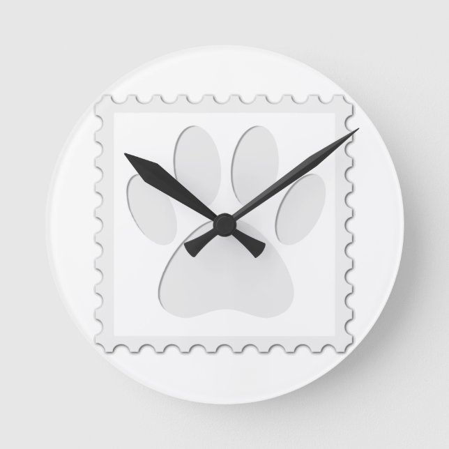 Horloge Ronde Empreinte de patte de chien coupé (Recto)