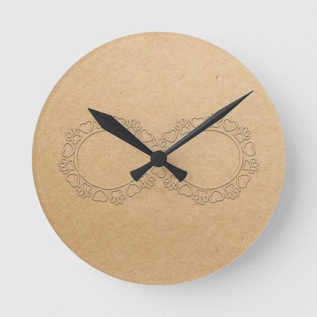 Horloge Ronde Empreinte de patte de chien d'amour infini (Recto)