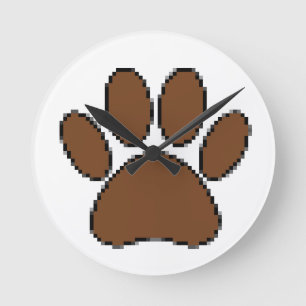 Horloge Ronde Empreinte de patte Pixel Dog
