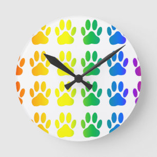 Horloge Ronde Empreinte Rainbow Chien