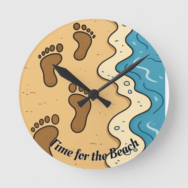 Horloge Ronde Empreintes dans le sable (Recto)