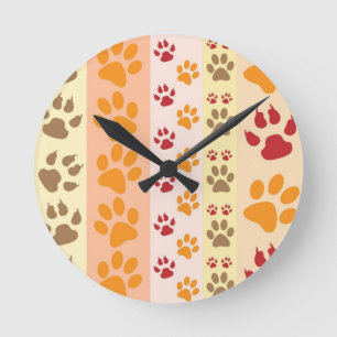Horloge Ronde Empreintes de pattes Amoureux de les chiens mignon