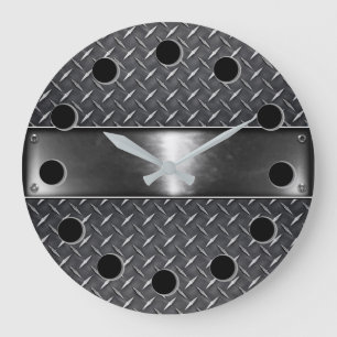 Horloge ronde en acier en argent