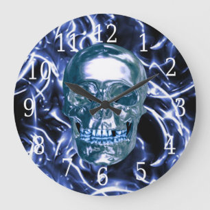 Horloge ronde en bleu chromé électrique