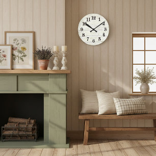 Horloge ronde en bois blanc simple