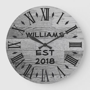 Horloge Ronde en Bois Clair Rustique Personnalisée