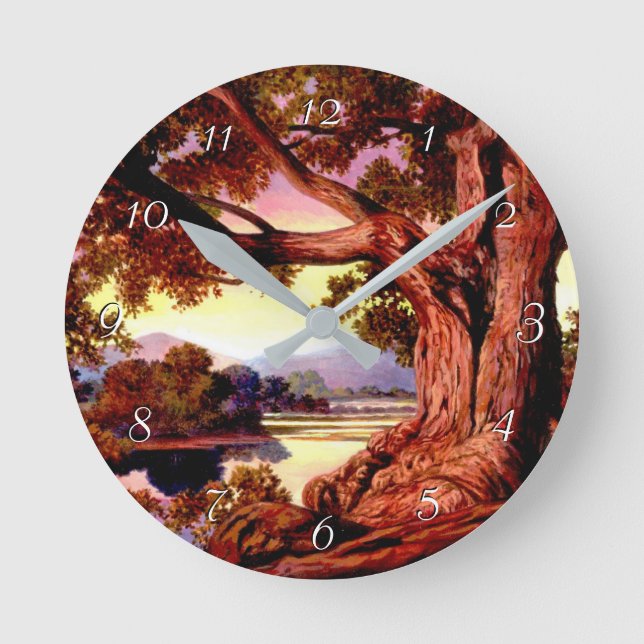 Horloge ronde en chêne épais peint (Recto)