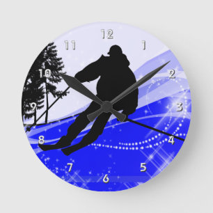 Horloge Ronde En descendant sur la pente de ski