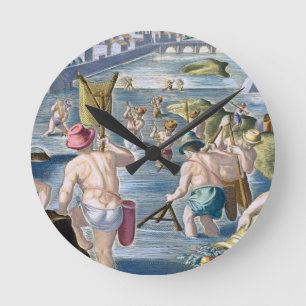 Horloge Ronde En pêchant en eaux peu profondes utilisant des