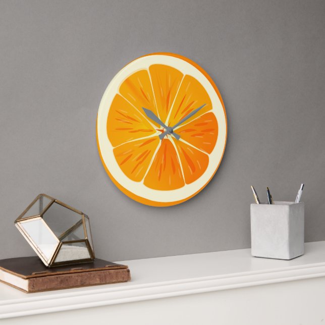 Horloge ronde en tranche orange Citrus (Bureau)