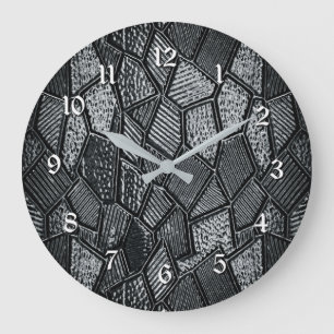 Horloge ronde en verre de mosaïque gris foncé