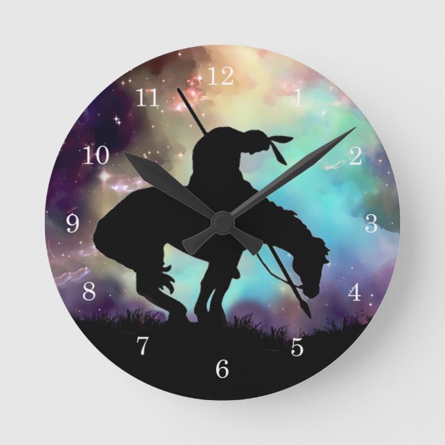 Horloge Ronde End of the Trail silhouette Wall Clock (Recto)