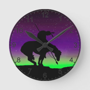 Horloge Ronde End of the Trail silhouette Wall Clock
