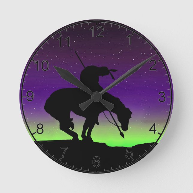 Horloge Ronde End of the Trail silhouette Wall Clock (Recto)