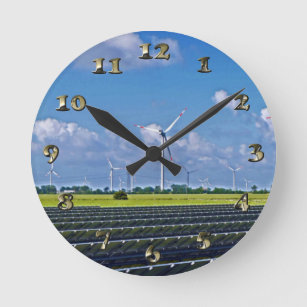 Horloge Ronde Énergie alternative - Solaire et Vent