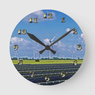 Horloge Ronde Énergie alternative - Soleil et Vent