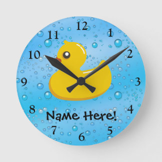Horloge Ronde Enfants personnalisés par bulles bleues en