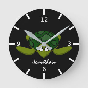 Horloge Ronde Enfants Tortue marine personnalisée