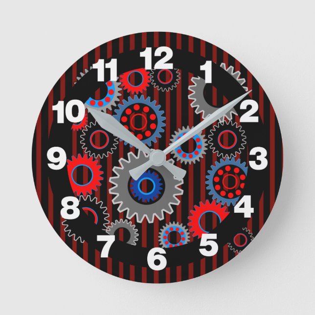 Horloge Ronde Engrenages colorés (Recto)