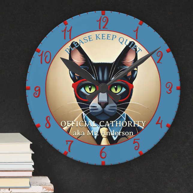 Horloge Ronde Enseignant de classe de chats amusant (Créateur téléchargé)