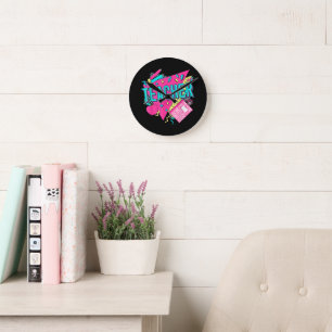 Horloge Ronde Enseignant Rétro Années 90 Coloré Enseignant Retou