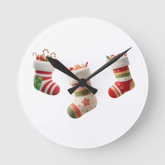 Horloge Ronde Ensemble de chaussettes de Noël – Conceptions de c (Recto)