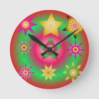 Horloge Ronde ensemble d'étoiles abstraites sphériques lumineuse