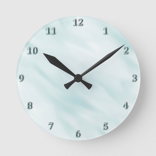 Horloge Ronde Ensemble en pastel bleu brumeux moderne de Bath (Recto)