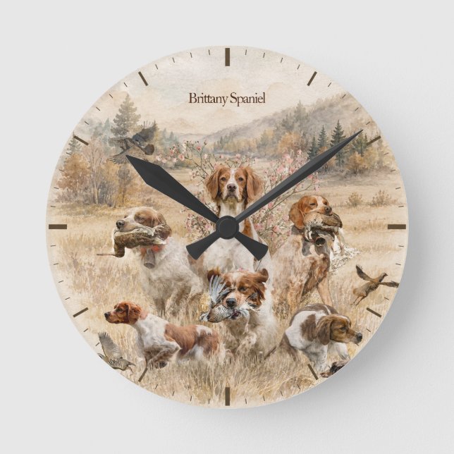 Horloge Ronde Épagneul breton  (Recto)