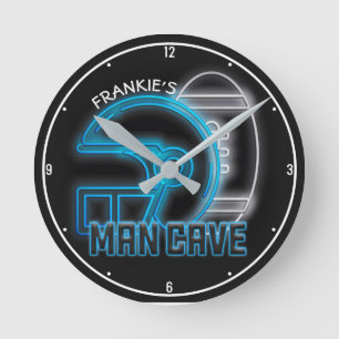 Horloge Ronde Équipe de football américain de Man Cave
