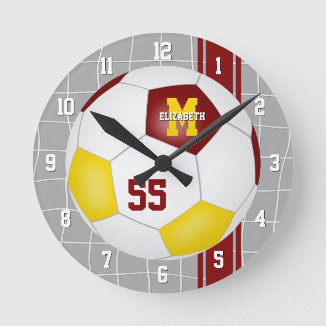 Horloge Ronde équipe d'or marron couleurs variété rayures soccer (Recto)