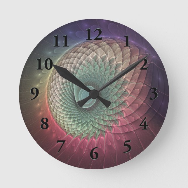 Horloge Ronde Escargot Abstrait coloré Art moderne fractal (Recto)