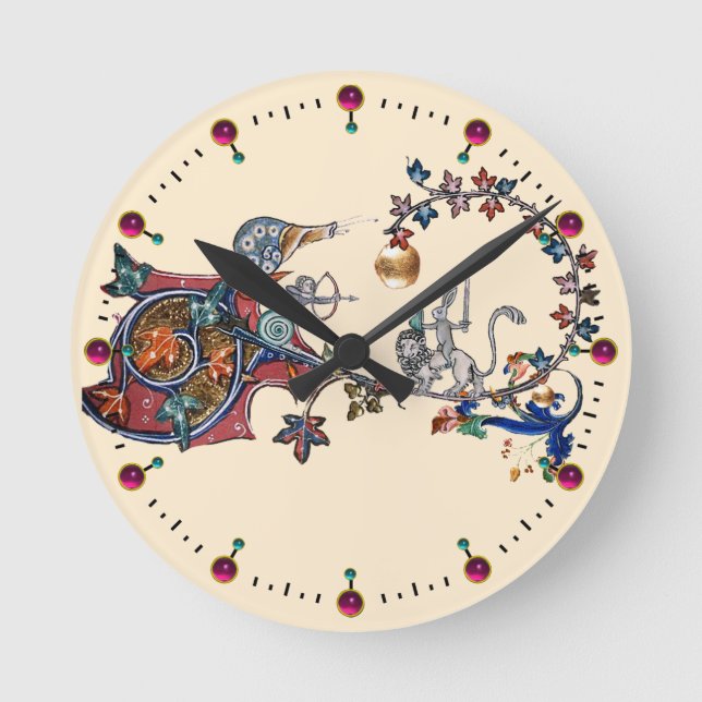 Horloge Ronde Escargots DE GUERRE BESTIAIRE MÉDIÉVALE, Lapin Tue (Recto)